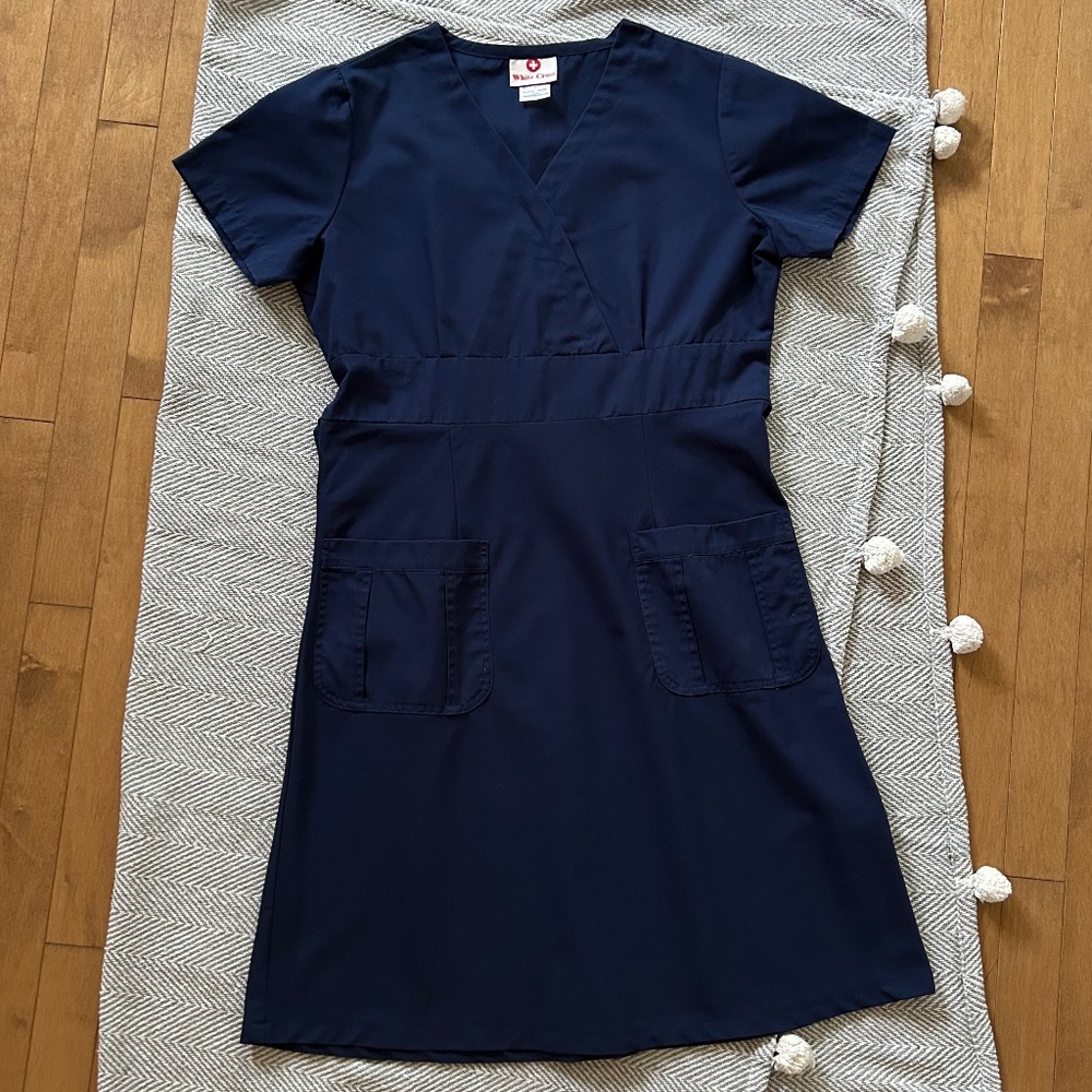 White Cross⎪Mock Wrap Scrub Dress